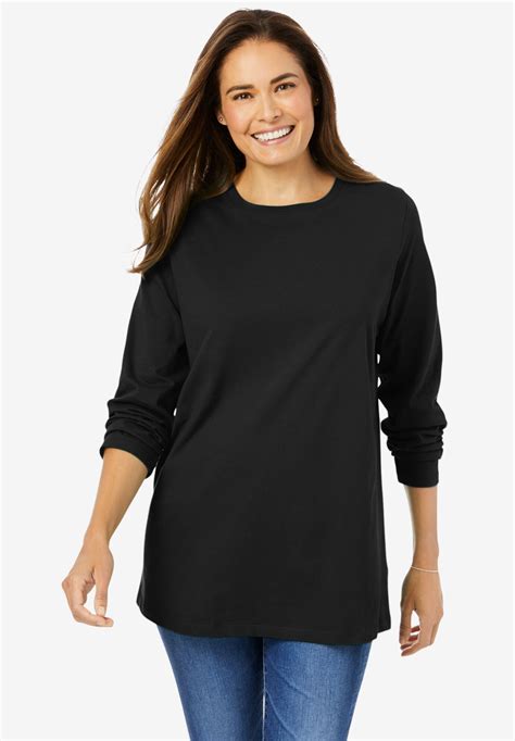 Perfect Long Sleeve Crewneck Tee Woman Within