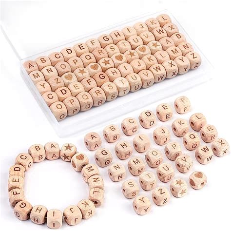 Holzbuchstaben Alphabet Perlen Mm W Rfel Natur Holz Perle Diy F R