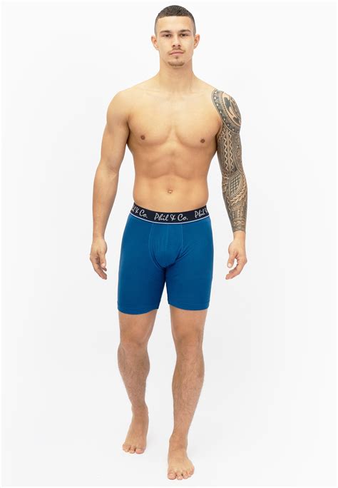 Phil Co Boxershorts Heren Met Lange Pijpen Boxer Briefs Pack Blauw