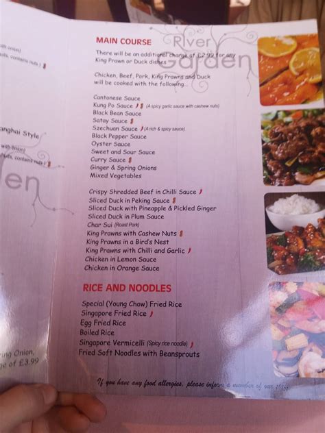 Menu At The River Garden Restaurant Belper