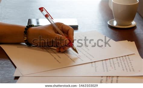 Proofreading Paper On Table Writing Hand Stock Photo Edit Now 1463103029