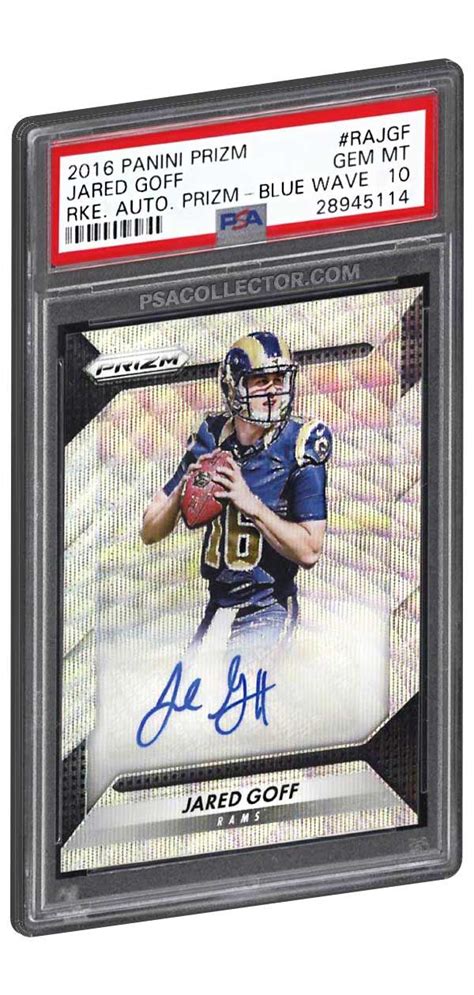 Panini Prizm Jared Goff Rookie Card Auto Blue Wave Psa Gem Mint