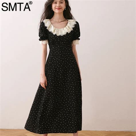 Smta Vintage Nazik Stil Dantel F Rf R Yaka Bodycon I Ek Elbise Kore