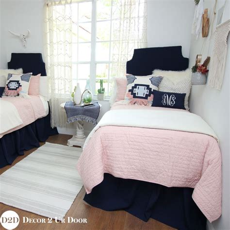 Pink And Navy Boho Dorm Bedding Set Dorm Bedding Sets Bed Linens