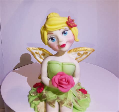 Fondant Fairy Wing Girl Cake Topper Sitting Tinkerbell Inspired Fondant Cake Topper Birthday