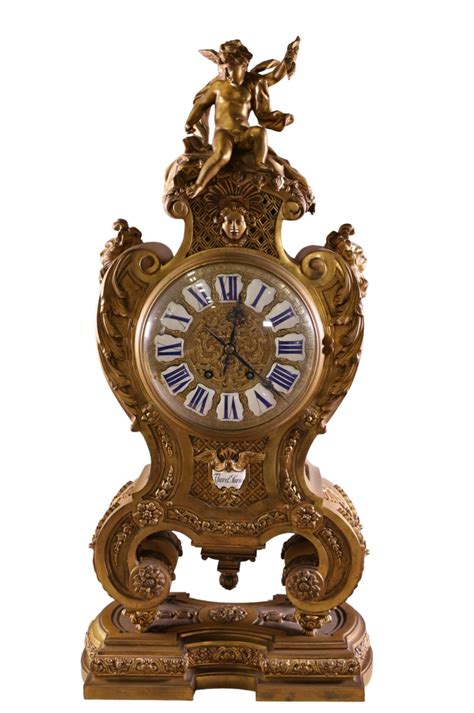 Large French Bronze Mantle Clock Redlands Antique Auction