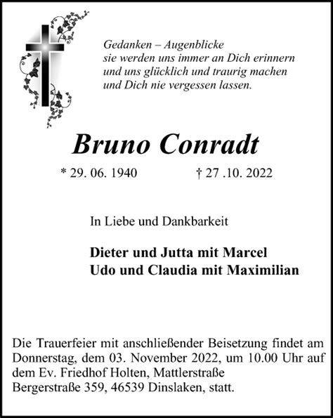 Traueranzeigen Von Bruno Conradt Trauer In NRW De