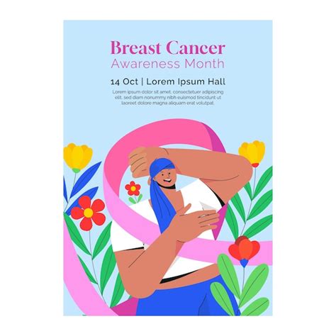 Free Vector Flat Vertical Poster Template For Breast Cancer Awareness