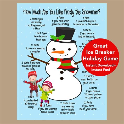 Christmas Game Printable 2023 Holiday Games Winter Holiday Game Office Party Game Icebreaker