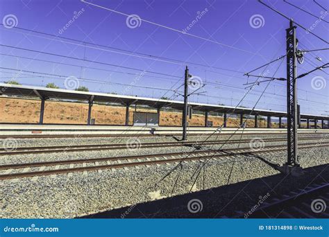 Railroads In Cuenca Train Station Under The Sunlight And A Blue Sky In