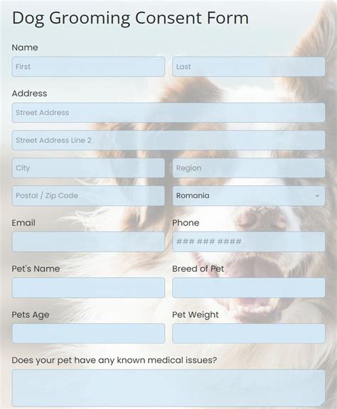 Free Pets Grooming Appointment Form Template