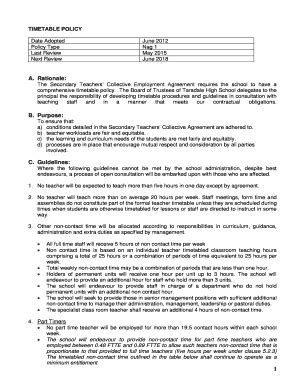 Fillable Online TIMETABLE POLICY Fax Email Print PdfFiller