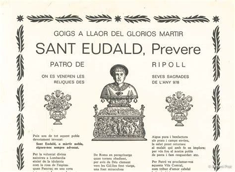 Goigs A Llaor Del Glorios Martir Sant Eudald Any La Vall Del