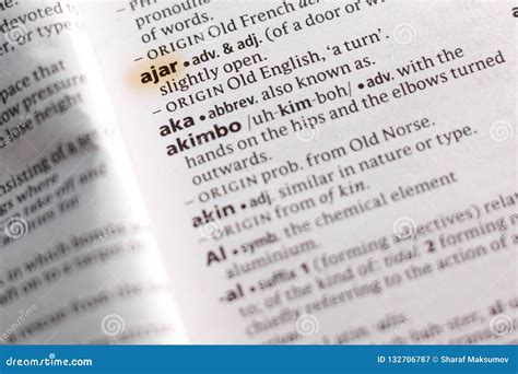 The Word Or Phrase Ajar In A Dictionary Stock Image Image Of Paper