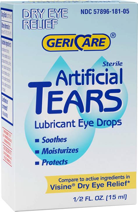 Equate Sterile Artificial Tears Lubricant Eye Drops 5 Fl Oz Health And Household