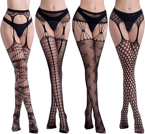 Diealles Shine 4PCS Collants Ouverts Entrejambe Collant Bas Résille