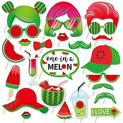 25pcs One In A Melon Watermelon Photo Booth Props With Stick