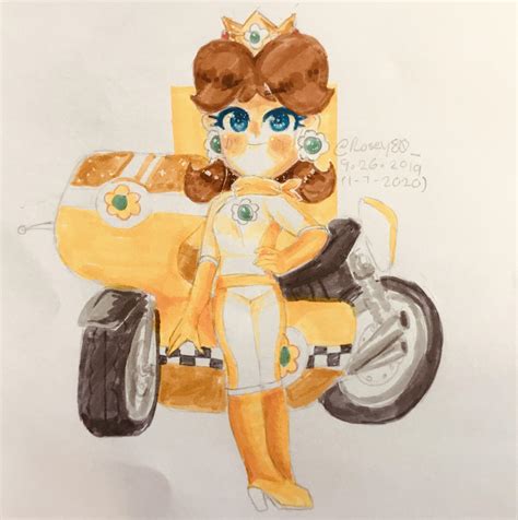 [MKWii] [OC] I drew Daisy with her Mach Bike and even though this combo is overrated, it was ...