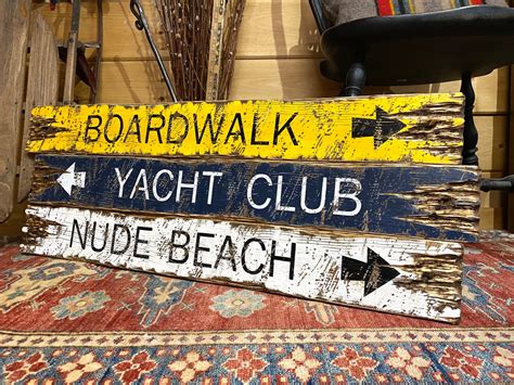 Nude Beach Sign Rustic Beach Signs Nautical Decor Etsy