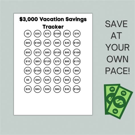 Vacation Fund Saving Printable Money Saving Challenge Etsy