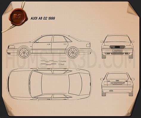 Audi A8 D2 1999 Blueprint Hum3d