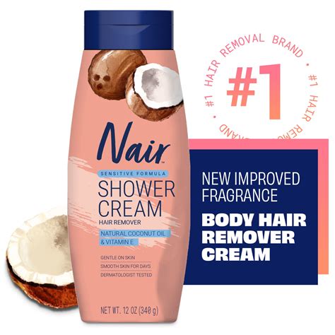 Nair Sensitive Shower Cream Hair Remover Coconut Oil Vitamin E Body