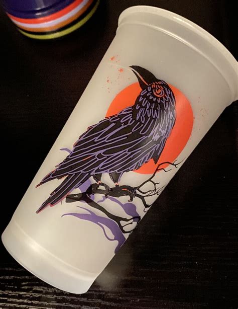 Starbucks Halloween Glow In The Dark Reusable Cup Pk Raven Moon