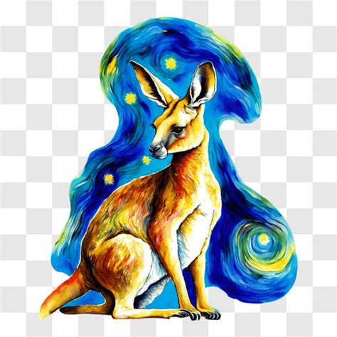 Download Colorful Abstract Kangaroo Painting PNG Online - Creative Fabrica