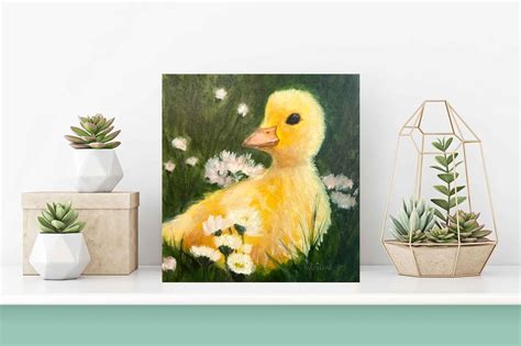 Yellow Duck Painting, Canvas Fine Art Print, Home Wall Decor ...