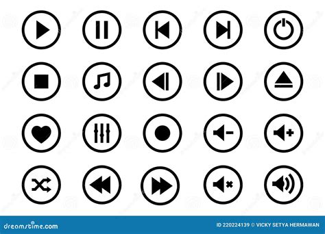Conjunto De Iconos Del Reproductor Multimedia Conjunto De Iconos Del