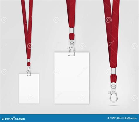 Lanyard Design Realistic Illustration Identification Card With Ribbon