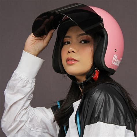 Jual Helm Bogo Retro Wanita Pria Dewasa Classic Kaca Datar Hitam Bening