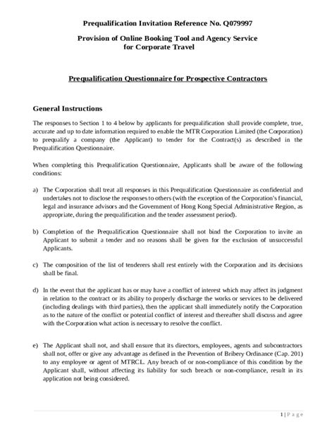 Contractor Prequalification Rfqpdf Doc Template Pdffiller