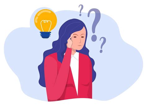 Creative Thinking Concept Woman With Question Mark And Light Bulb Icon Search For Idea Process