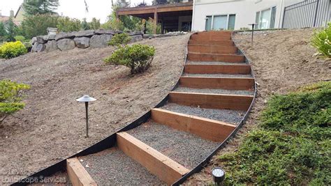 Timber Hillside Steps Lewis Landscape Services