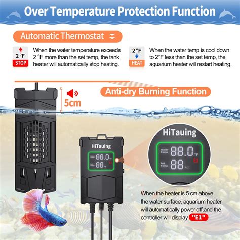 W Aquarium Submersible Heater With Lcd Digital Display