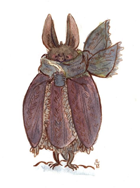 Warmly Dressed Bat An Art Print By Lilla Ivanich Inprnt Bat Art