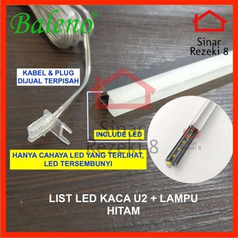 Promo LIST LED KACA U2 LAMPU STRIP RUMAH ALUMINIUM AMBALAN LIS