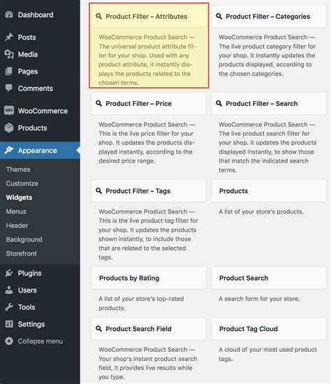 Product Filter Attributes Documentation Woocommerce