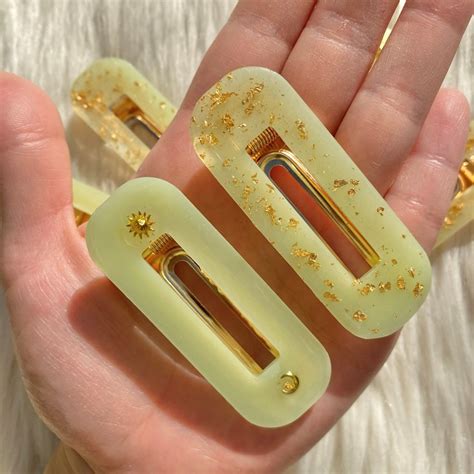 Jade Universe Light Green Golden Barrettes Hair Clips