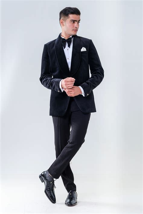 Buy Amrit Dawani Black Velvet Shawl Lapel Collar Tuxedo Set Online