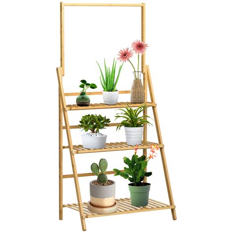 HOMCOM Étagère à plantes pliable support pour plantes présentoir en