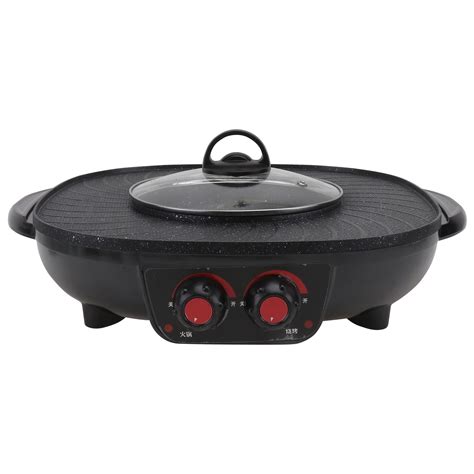 Double Control Roasting Pot Electric Barbecue Hotpot Oven Grill Teppanyaki Smokeless Hot Pot