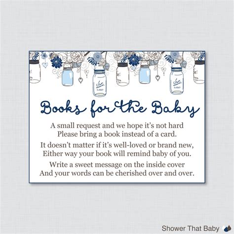 Mason Jar Baby Shower Bring A Book Instead Of A Card Etsy