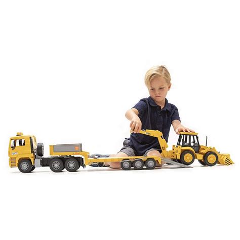 Bruder 116 Man Tga Low Loader Truck W Jcb 4cx Backhoe Loader Tractor