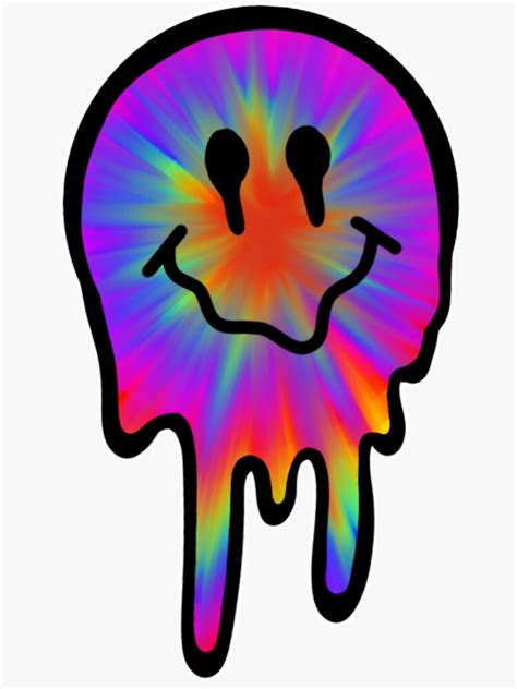 Drippy TieDye Smiley Face Sticker For Sale By Audreyleigh15 Redbubble