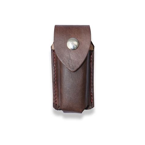 Vertical Leather Multitool Pouch – Brown - Battery Bar