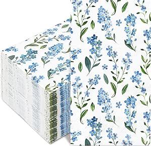 Amazon Anydesign Pcs Floral Guest Napkins Watercolor Blue Flower