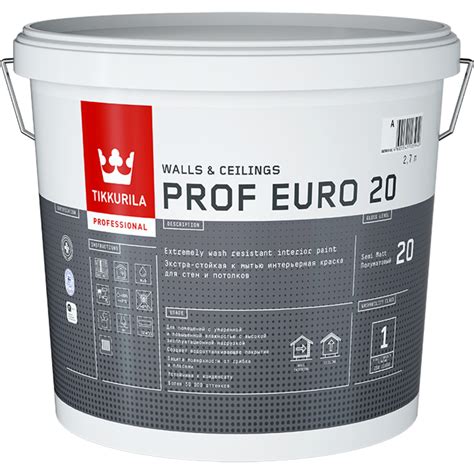 Краска для влажных помещений экстра-стойкая Tikkurila Prof Euro 20 База ...