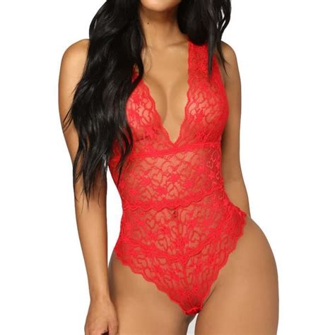 Sasaquoy Nuisette Deshabille Sexy Mesdames dentelle sexy pièce arrière qui fuit lingerie sexy